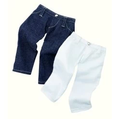 Vêtements Pour Poupée De 42 à 50 Cm : Götz Boutique Lot De 2 Pantalons : Jeans Et Blanc