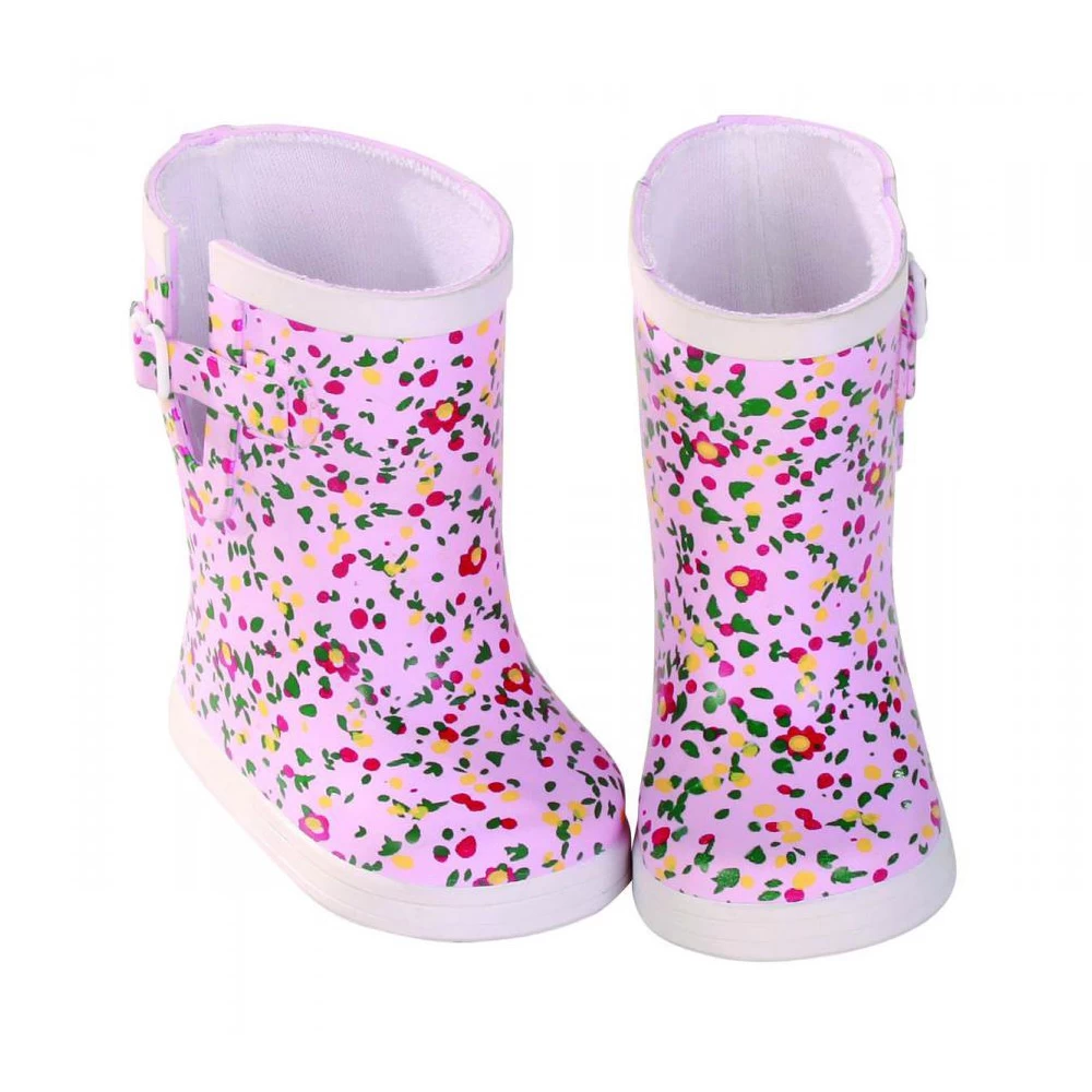 Vêtements Pour Poupée De 42 à 50 Cm : Bottes De Pluie à Fleurs 1 Vêtements Pour Poupée De 42 à 50 Cm : Bottes De Pluie à Fleurs