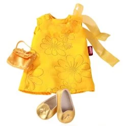 Vêtements Pour Poupée De 45 à 50 Cm : Robe Jaune Avec Chaussures