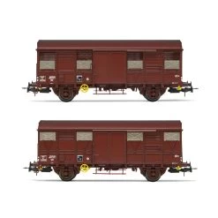 Coffret De 2 Wagons SNCF Fermés à 2 Essieux Kv Permaplex, Avec Volets Ouverts
