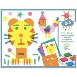 Djeco Coffret De Pochoirs, éponges Et Tampons Encreurs : Tape Et Tape