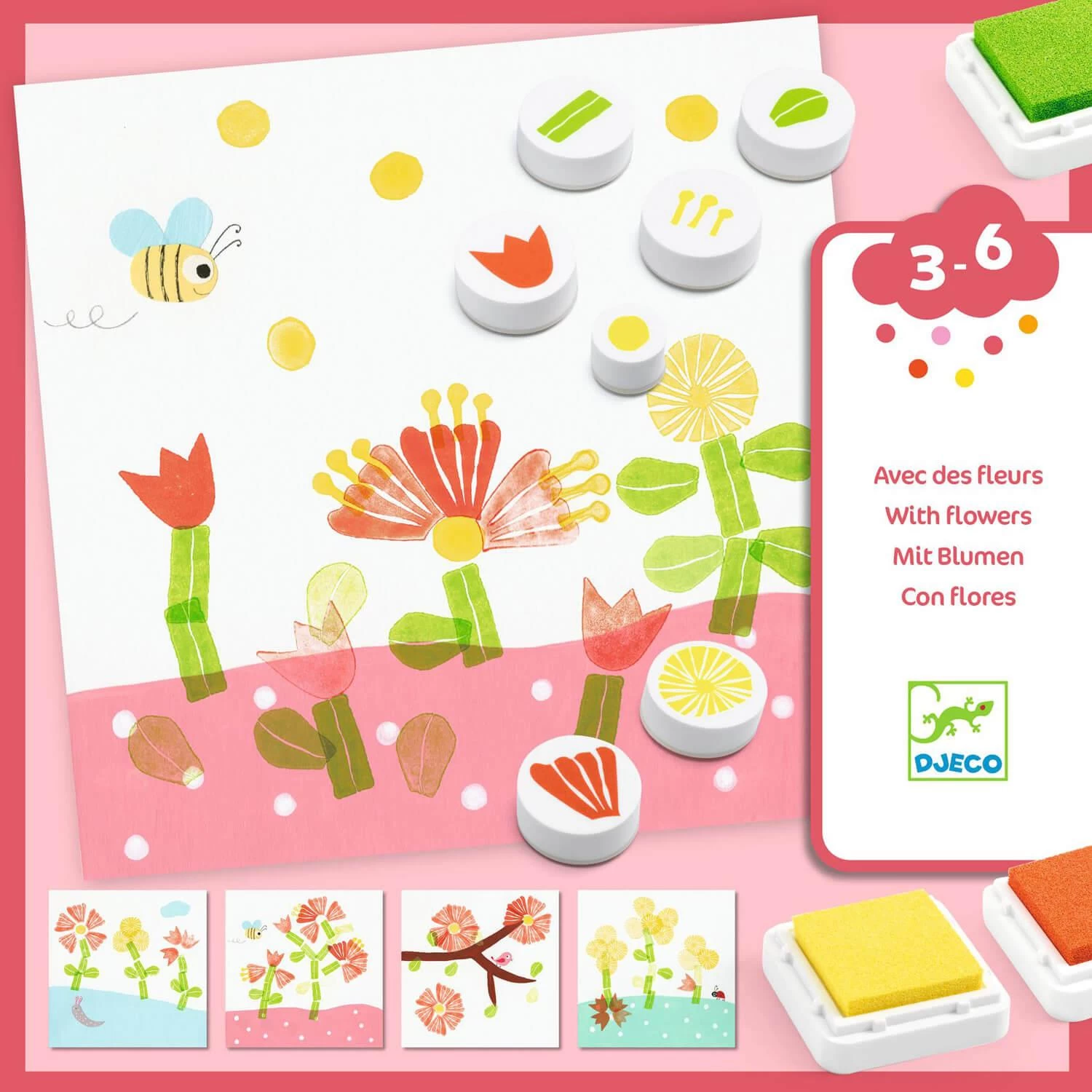 Djeco Coffret Tampons : Avec Des Fleurs 1 Djeco Coffret Tampons : Avec Des Fleurs