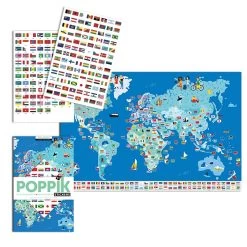 Poster Pédagogique Et Stickers : Drapeaux Du Monde