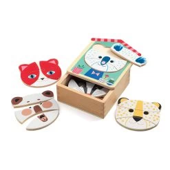 Djeco Puzzle Apprentissage 18 Pièces En Bois : Face-mix