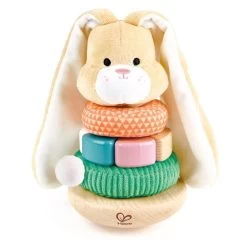 Hape Lapin Avec Anneaux à Empiler En Bois Et Tissu