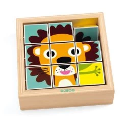 Djeco Puzzle 9 Cubes En Bois : Tournanimo
