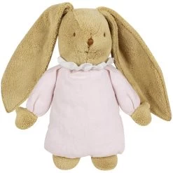 Trousselier Peluche Musicale Lapin Nid D'ange En Lin Rose Poudré 28 Cm