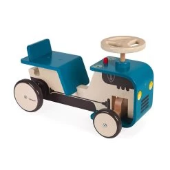 Janod Porteur Tracteur En Bois : Bleu