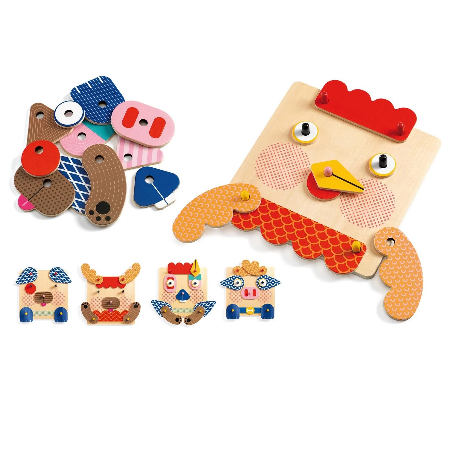 Djeco Jeu D'assemblage En Bois : CreaFaces 2 Djeco Jeu D'assemblage En Bois : CreaFaces – Image 2