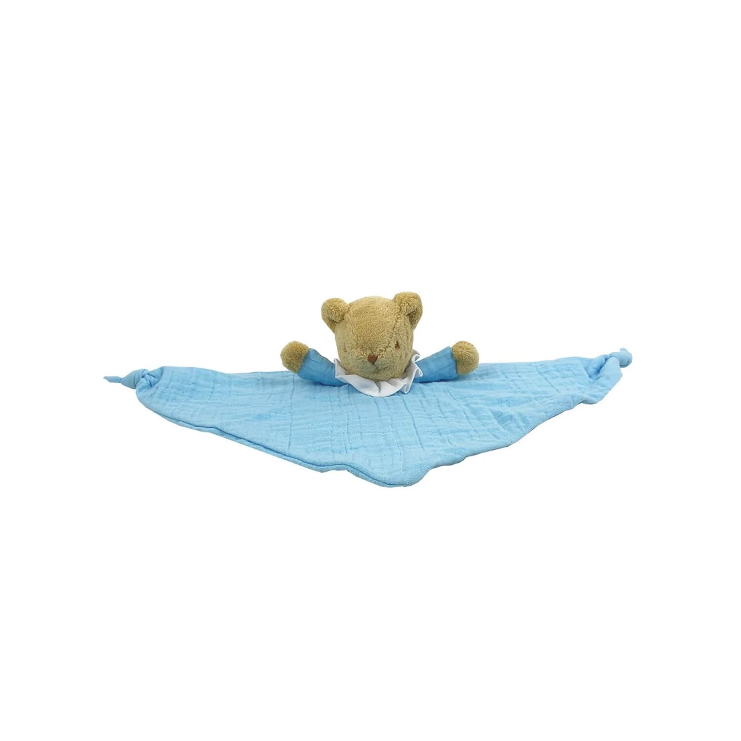 Trousselier Doudou Avec Hochet Ours Triangle 20 Cm - Coton Bio Bleu Ciel 2 Trousselier Doudou Avec Hochet Ours Triangle 20 Cm - Coton Bio Bleu Ciel – Image 2