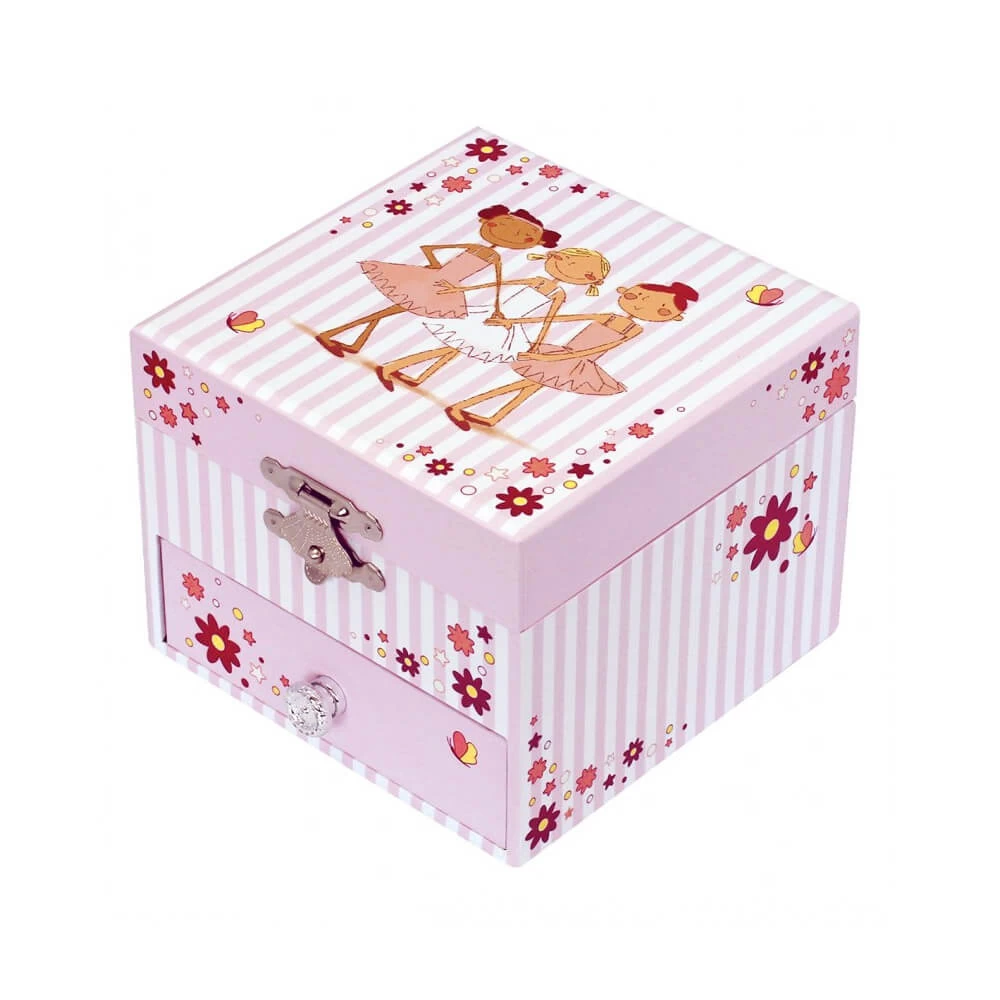 Trousselier Boîte à Musique : Cube Phosphorescent Ballerine : Rayures Roses 2 Trousselier Boîte à Musique : Cube Phosphorescent Ballerine : Rayures Roses – Image 2