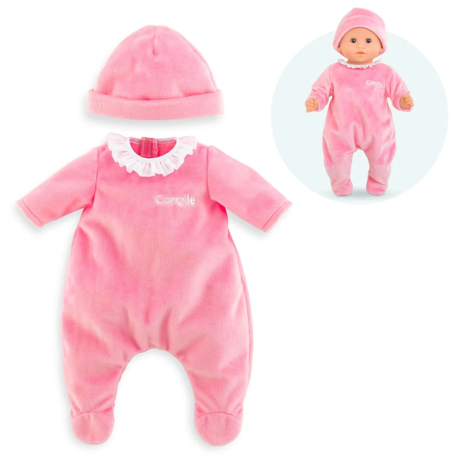 Corolle Vêtements Pour Petit Poupon 30 Cm : Pyjama Rose Et Bonnet 2 Corolle Vêtements Pour Petit Poupon 30 Cm : Pyjama Rose Et Bonnet – Image 2