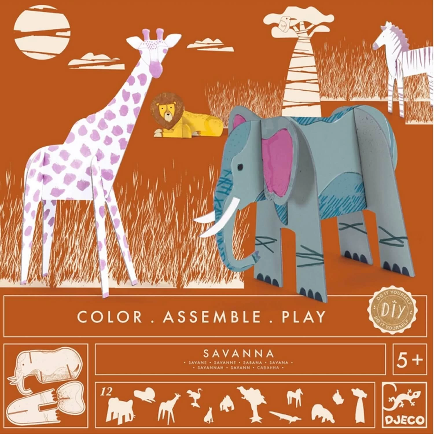Djeco Colorie Assemble Joue : La Savane 3 Djeco Colorie Assemble Joue : La Savane – Image 3