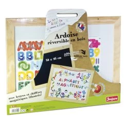 Ardoise En Bois 58 X 45 Cm Double Face : ABC Et Chiffres -Merci tys p3 FULL 971