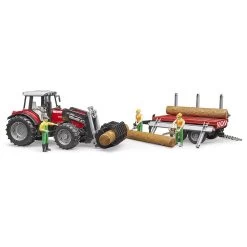 Bruder Tracteur Massey Ferguson 7480 Avec Fourche Et Remorque De Transport De Bois -Merci tys p4 FULL 502