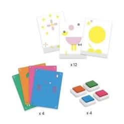 Djeco Coffret De Pochoirs, éponges Et Tampons Encreurs : Tape Et Tape -Merci tys p4 FULL 552