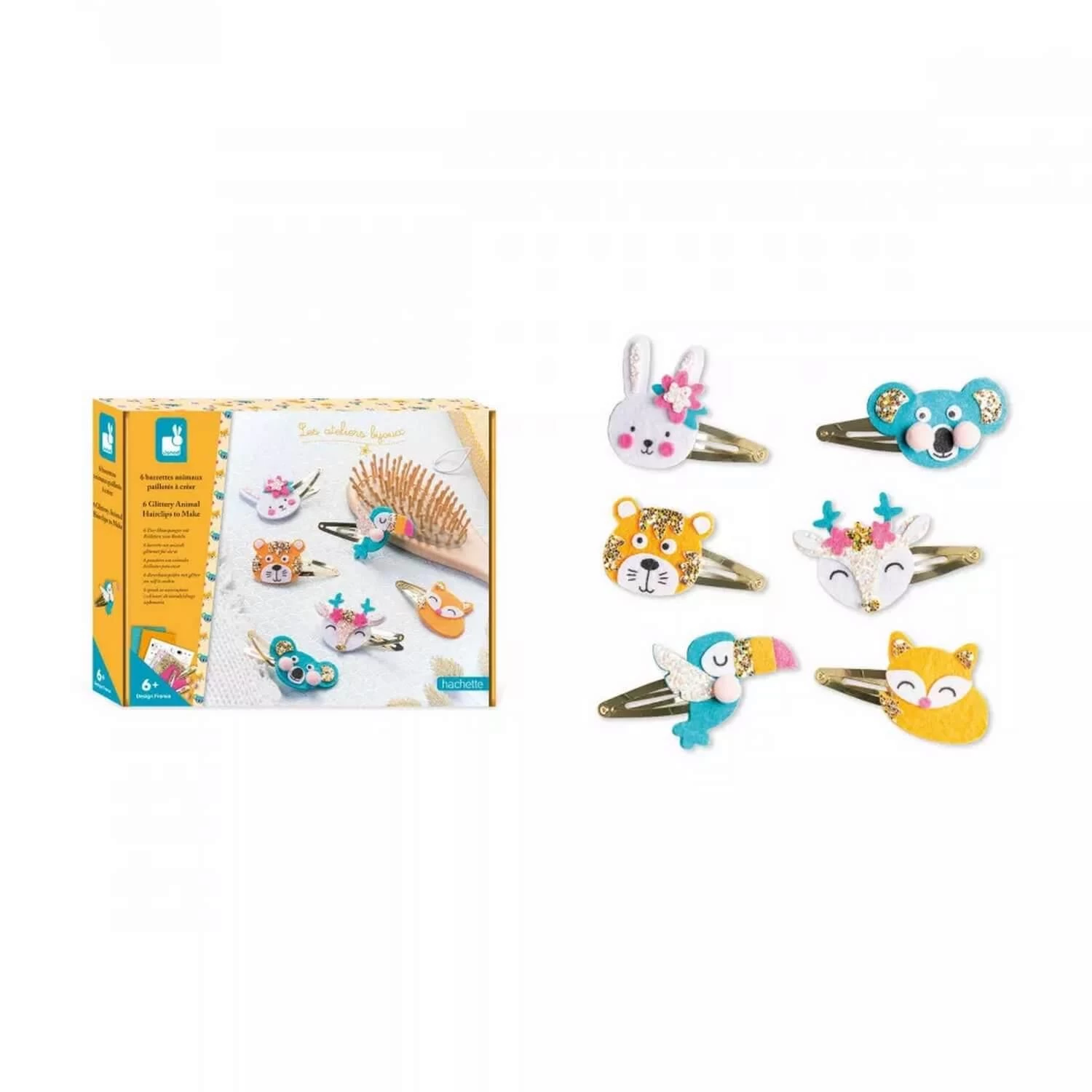 Janod Atelier Bijoux : 6 Barrettes Animaux Pailletés à Créer 5 Janod Atelier Bijoux : 6 Barrettes Animaux Pailletés à Créer – Image 5